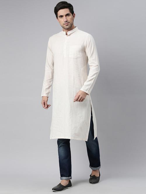 men solid mandarin neck long kurta - 20648011 - Very Small Image - 1