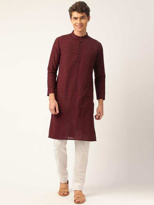 men solid mandarin neck long kurta - 20648020 - Very Small Image - 1