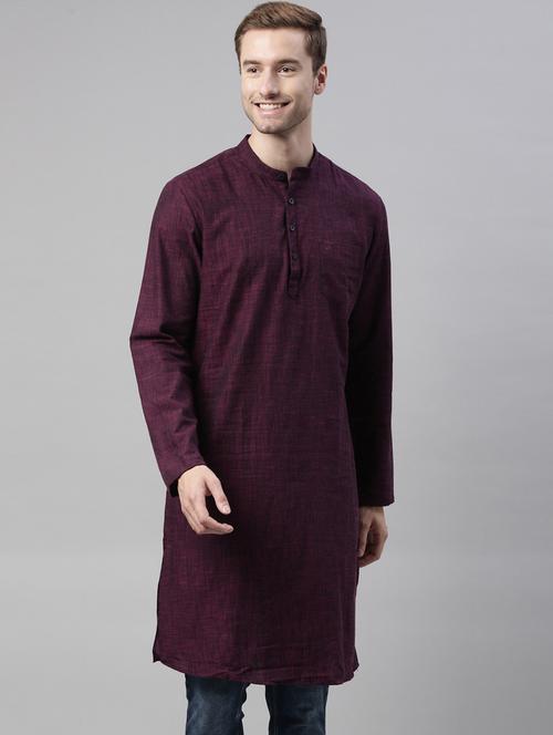 men mandarin neck long kurta - 20648032 - Very Small Image - 1