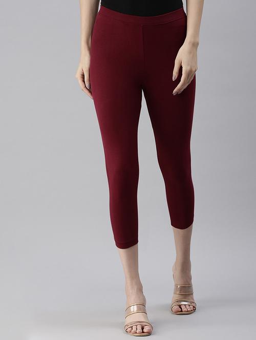 maroon solids ankle length legging - 20648086 - Very Small Image - 1