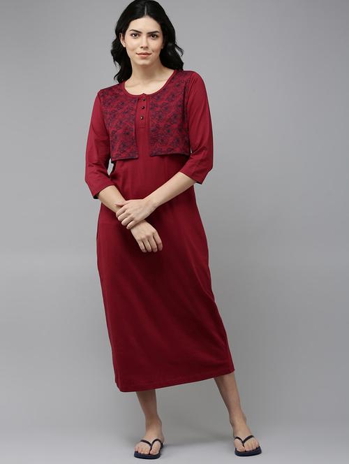 women placement print short sleeves nighty - 20648315 - Very Small Image - 1