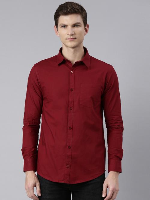 maroon cotton casual shirt - 20649081 - Very Small Image - 1