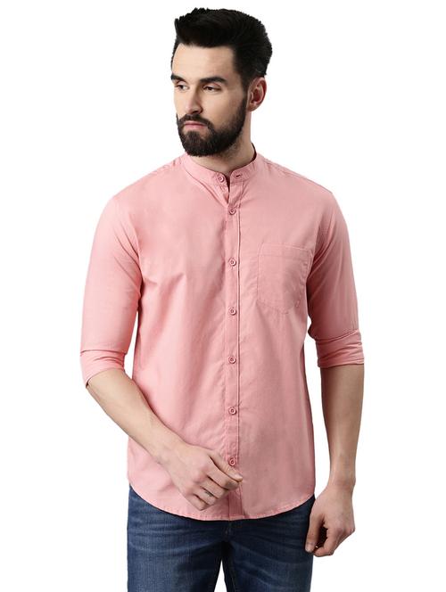 men peach solid casual shirt - 20649110 - Very Small Image - 1