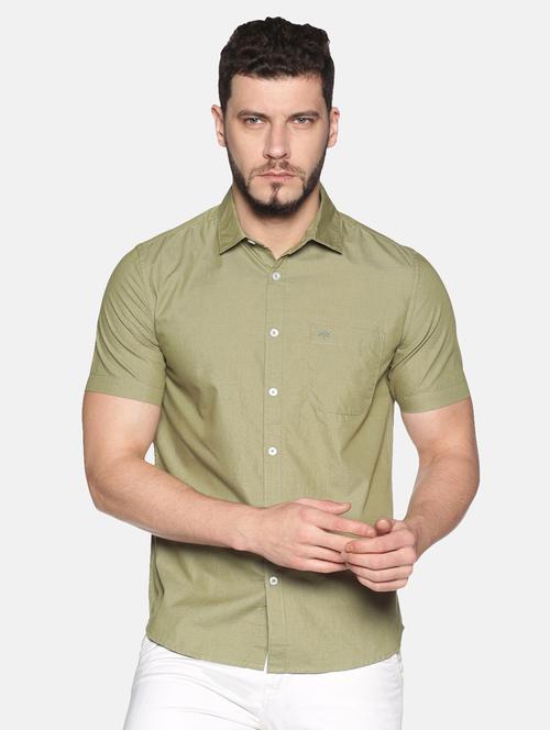 green solid cotton casual shirt - 20649193 - Very Small Image - 1
