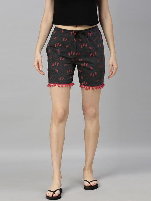 grey printed detailed regular shorts - 20649241 - Very Small Image - 1