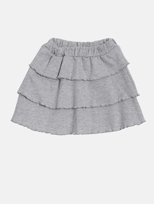 kids solid grey layered skirt - 20649363 - Very Small Image - 1