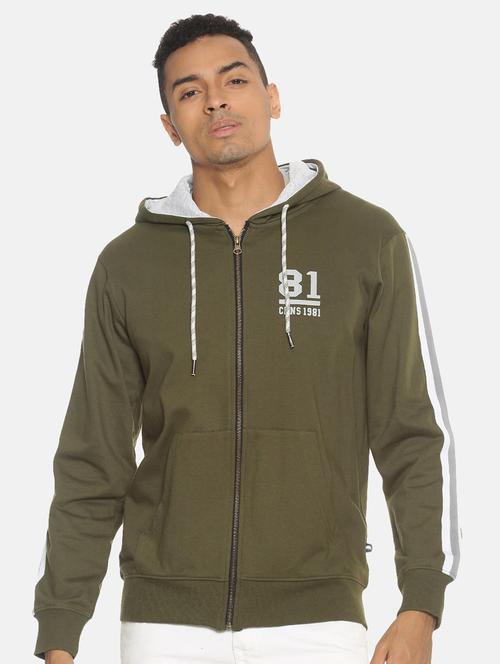 olive cotton regular sweatshirt - 20649378 - Very Small Image - 1