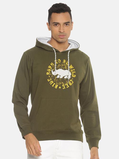 olive cotton regular sweatshirt - 20649385 - Very Small Image - 1