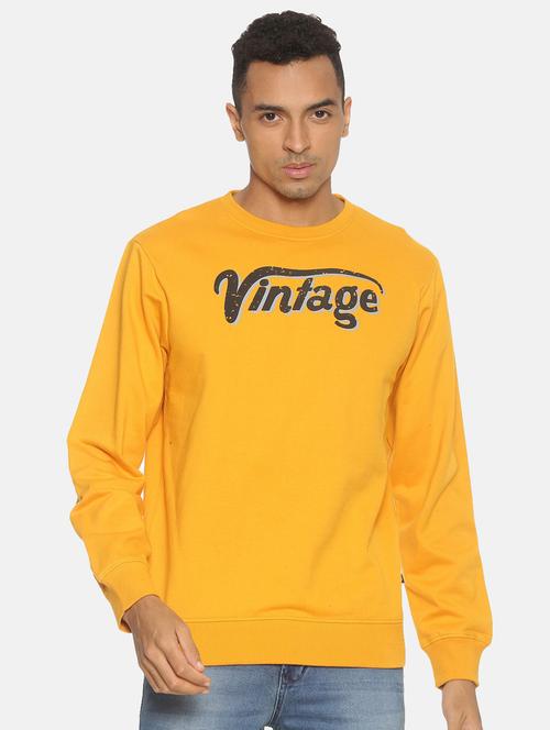 yellow cotton chest print sweatshirt - 20649399 - Very Small Image - 1