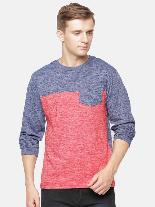 men round neck color block t-shirt - 20649721 - Very Small Image - 1
