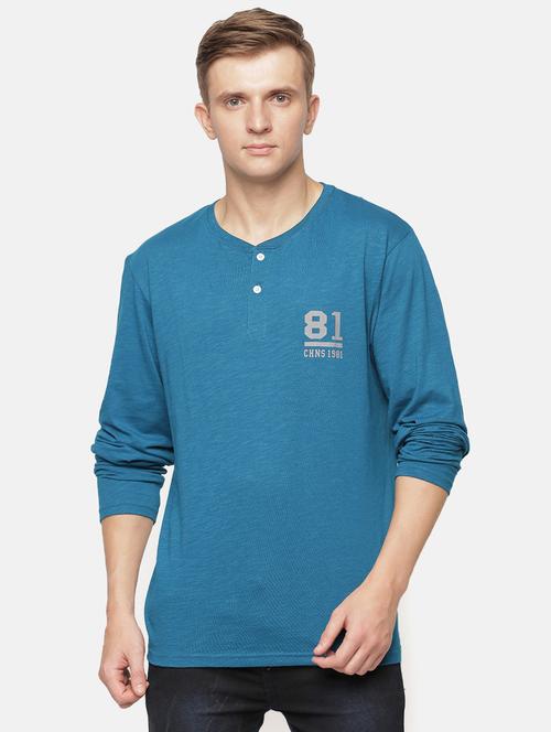 men henley neck placement print t-shirt - 20649724 - Very Small Image - 1