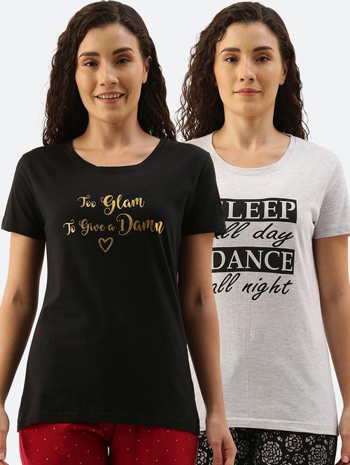 pack of 2 multi coloured chest print round neck t-shirt - 20649758 - Very Small Image - 1