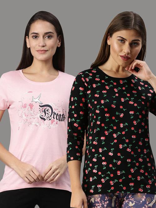 pack of 2 multi coloured printed round neck t-shirt - 20649799 - Very Small Image - 1