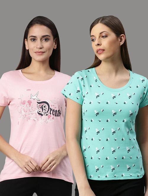 pack of 2 multi coloured printed round neck t-shirt - 20649801 - Very Small Image - 1