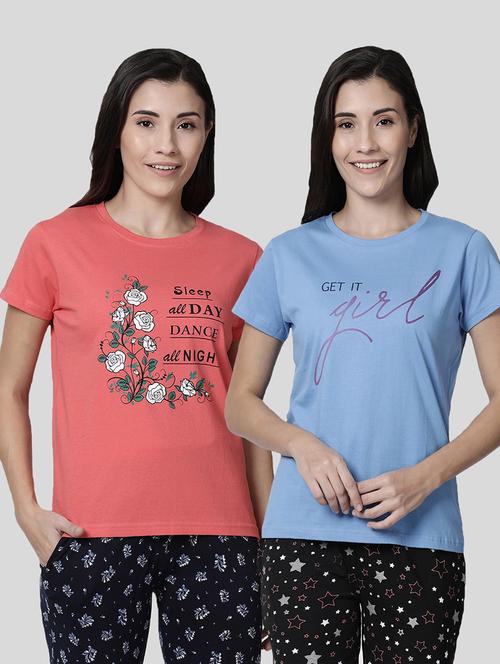women pack of 2 printed cotton t-shirt - 20649845 - Very Small Image - 1