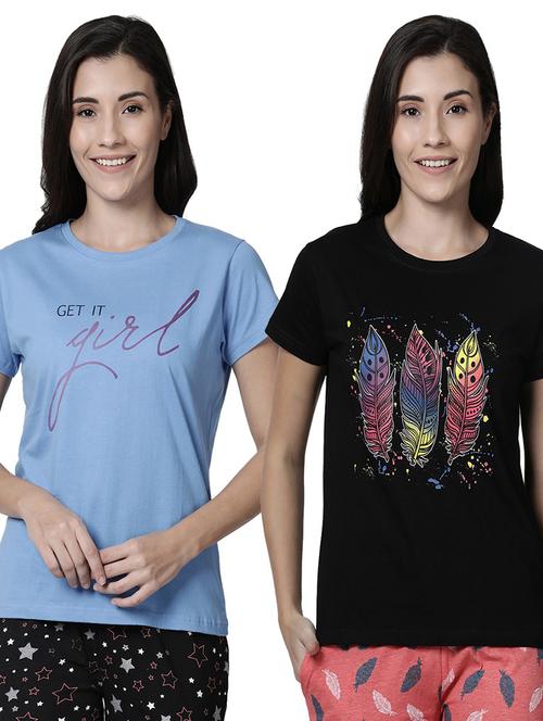 women pack of 2 printed cotton t-shirt - 20649940 - Very Small Image - 1