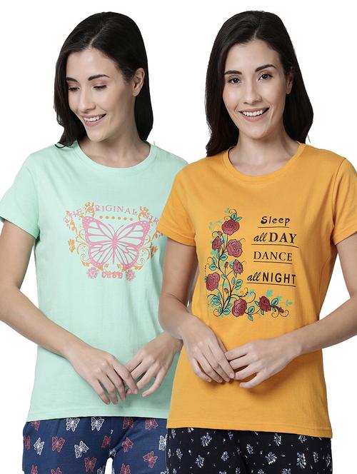 pack of 2 - multi colored cotton regular t-shirt - 20649962 - Very Small Image - 1