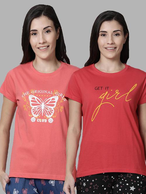 pack of 2 multi coloured printed round neck t-shirt - 20649967 - Very Small Image - 1
