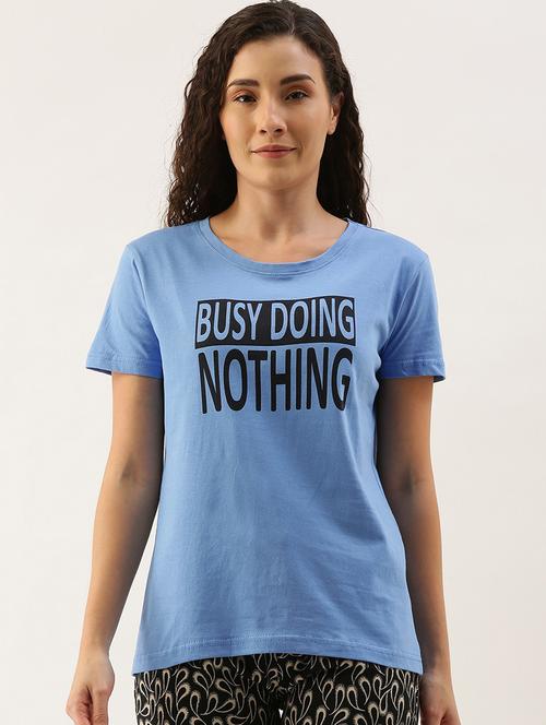 blue cotton chest print tshirt - 20650023 - Very Small Image - 1