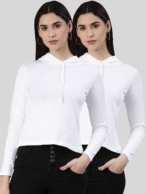 pack of 2 solid white hooded t-shirt - 20650048 - Very Small Image - 1