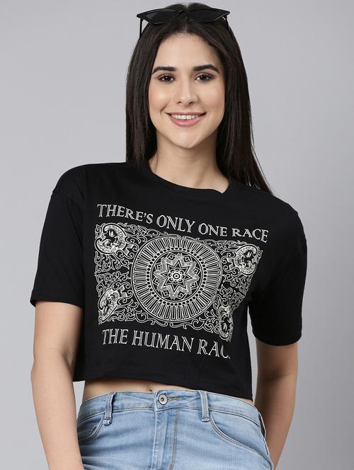 women graphic print cotton crop t-shirt - 20650067 - Very Small Image - 1