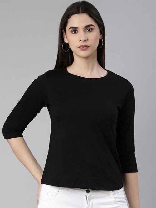 solid black round neck t-shirt - 20650098 - Very Small Image - 1