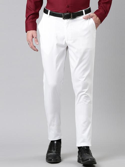 men mid rise solid flat front formal trouser - 20650145 - Very Small Image - 1