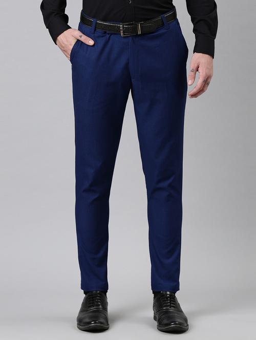 men mid rise solid flat front formal trouser - 20650153 - Very Small Image - 1
