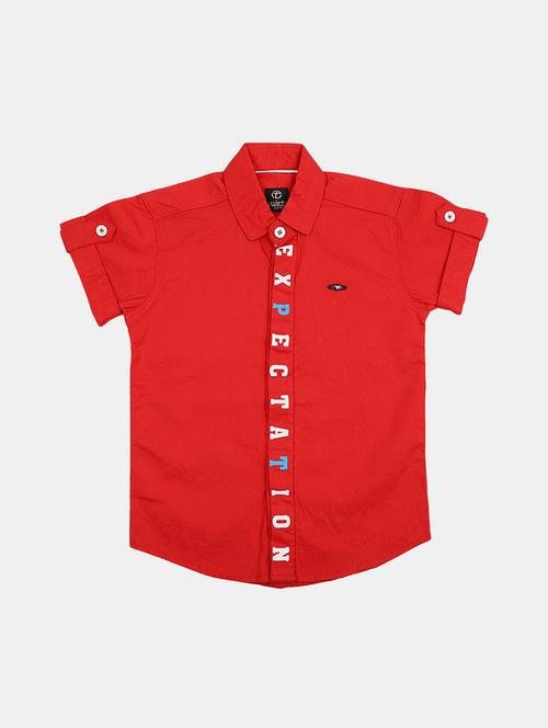 red typographic print detailed shirt - 20650919 - Very Small Image - 1