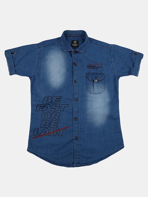 light blue printed denim shirt - 20653469 - Very Small Image - 1
