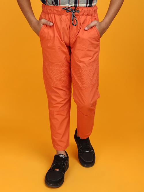 orange cotton blend casual track pant - 20654610 - Very Small Image - 1