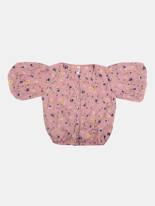 girls pink floral printed top - 20656880 - Very Small Image - 1