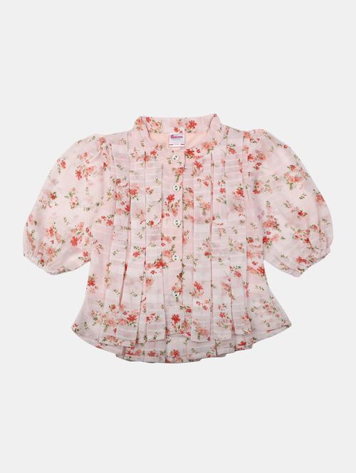 girls pink floral printed top - 20656971 - Very Small Image - 1