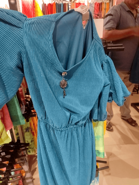 teal satin frock - 20657287 - Very Small Image - 1