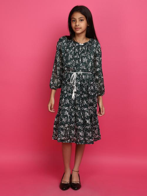 kids green acrylic blend frock - 20657289 - Very Small Image - 1