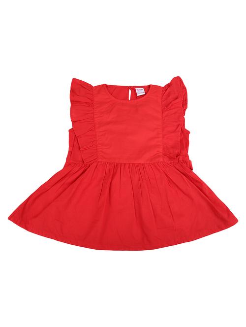 girls solid round neck frock - 20658356 - Very Small Image - 1