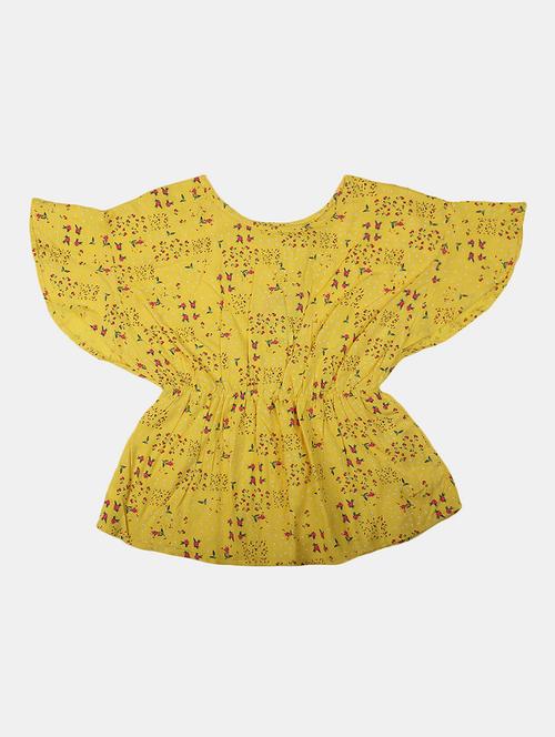 girls yellow floral printed top - 20658488 - Very Small Image - 1
