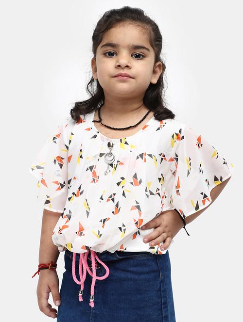 girls round neck printed top - 20658546 - Very Small Image - 1