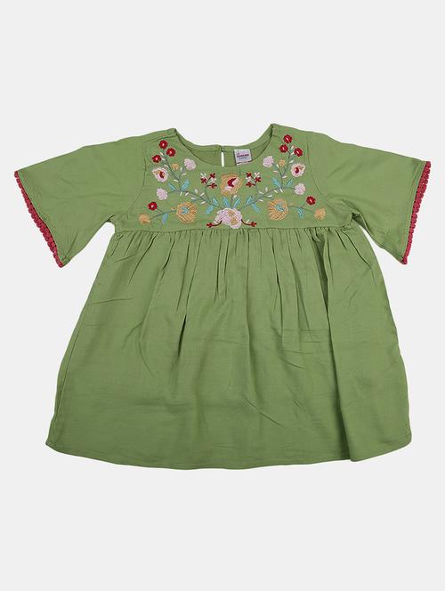 girls round neck embroidered top - 20658607 - Very Small Image - 1