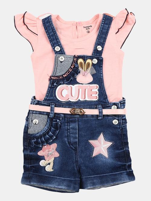 girls printed dungarees twin set - 20661010 - Very Small Image - 1