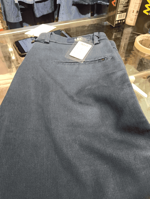 navy blue dobby casual trousers - 20664214 - Very Small Image - 1