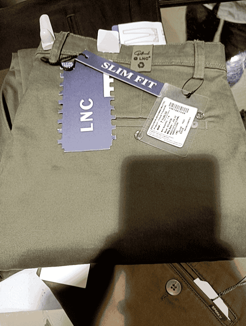 olive dobby casual trousers - 20664351 - Very Small Image - 1