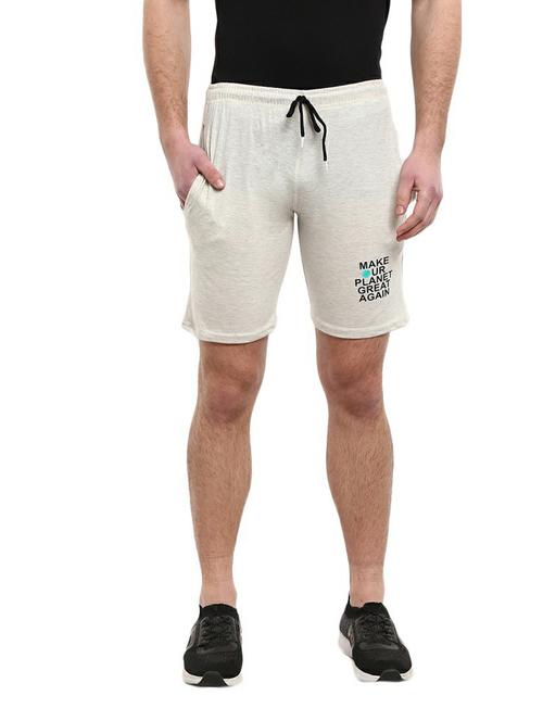 ecru melange poly cotton single jersey short - 20666304 - Very Small Image - 1