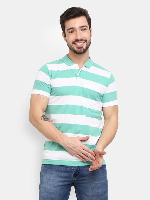 men polo neck striped t-shirt - 20669621 - Very Small Image - 1