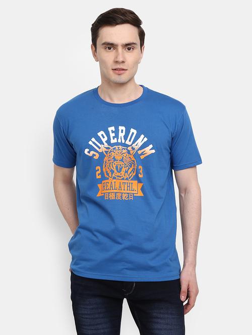 blue front printed casual t-shirt - 20671035 - Very Small Image - 1