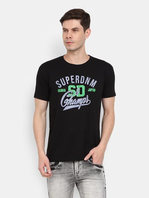 black chest printed casual t-shirt - 20671036 - Very Small Image - 1
