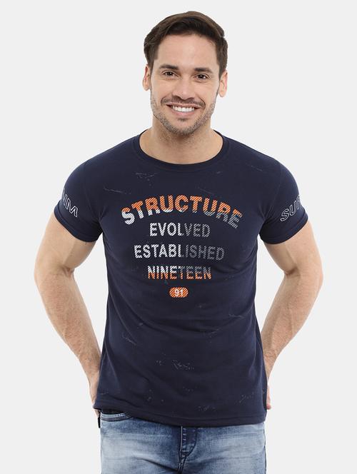 men round neck front print t-shirt - 20671512 - Very Small Image - 1