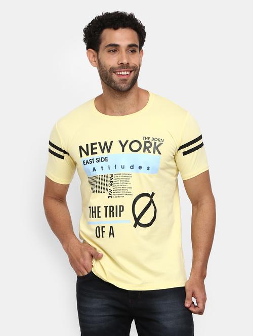 men round neck front print t-shirt - 20671623 - Very Small Image - 1