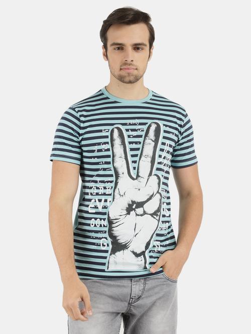 men round neck front print t-shirt - 20672175 - Very Small Image - 1
