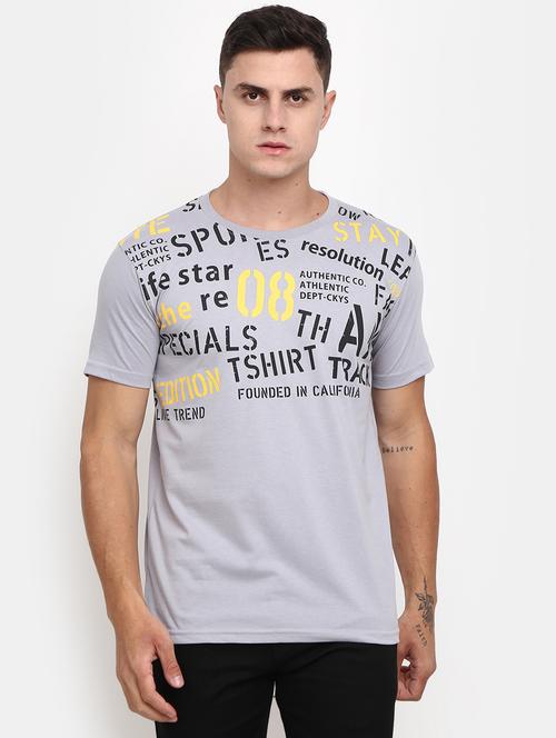 grey front printed regular t-shirt - 20672411 - Very Small Image - 1